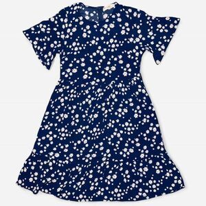Blue Daisy Floral Short Sleeve Mini Dress Size Small